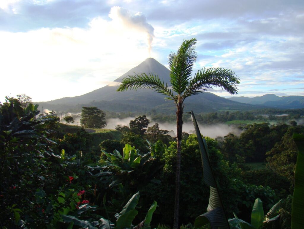 コスタリカ／ドンオスカル農園のあるコスタリカとその象徴であるアレナル火山
